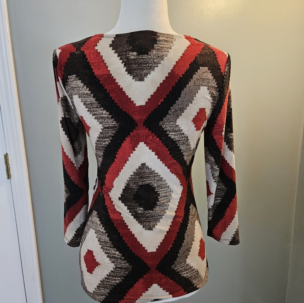 Lauren Ralph Lauren Geometric Pattern Women's Size Small Long Sleeve Top - Picture 12 of 12